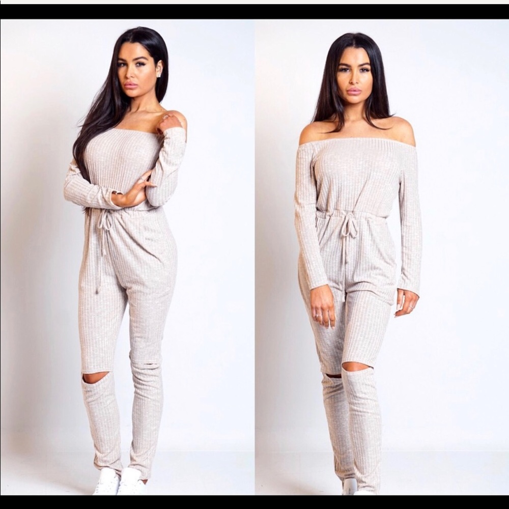 Casual lounge comfy off shoulder jumpsuit